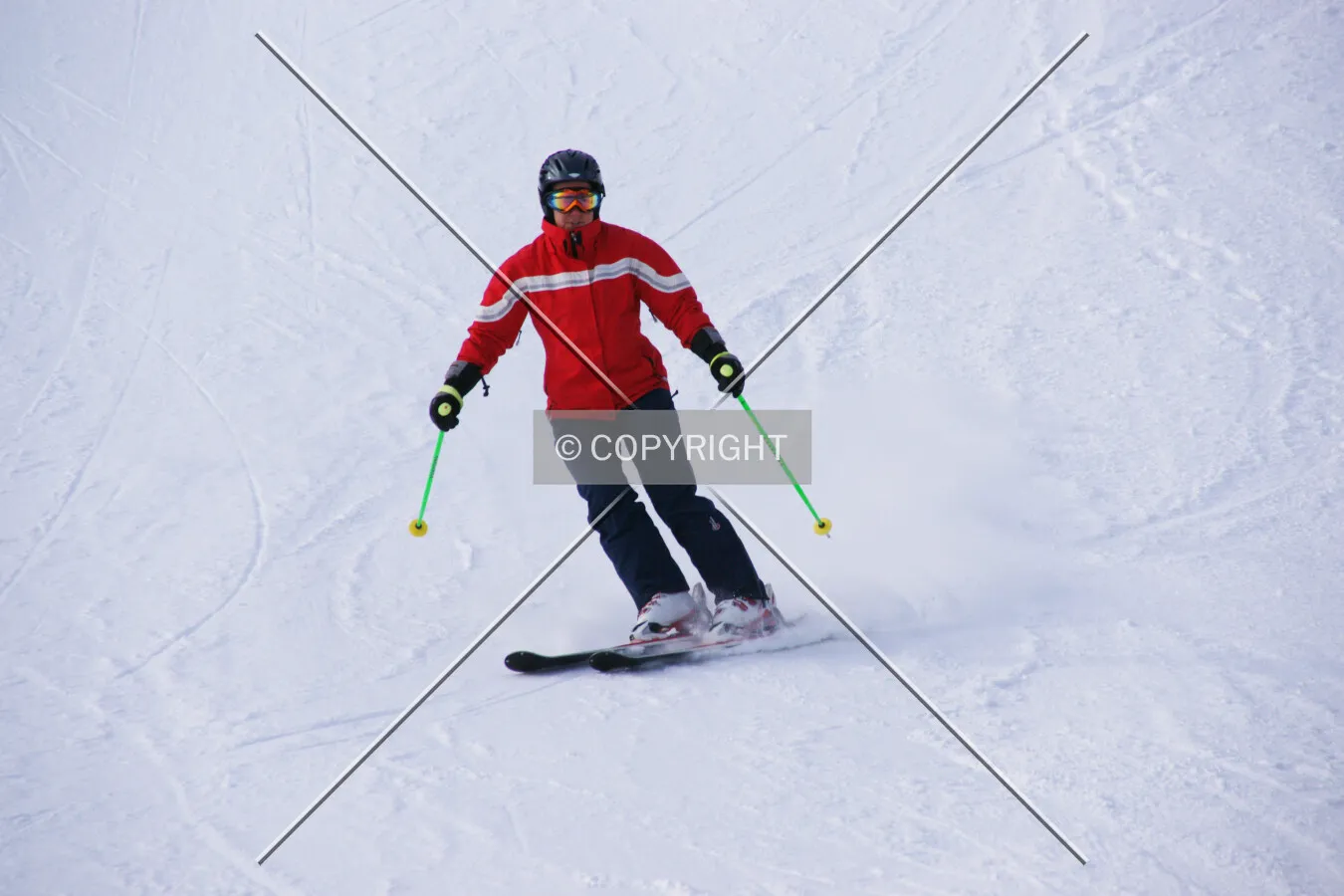A man is skiing in the snow