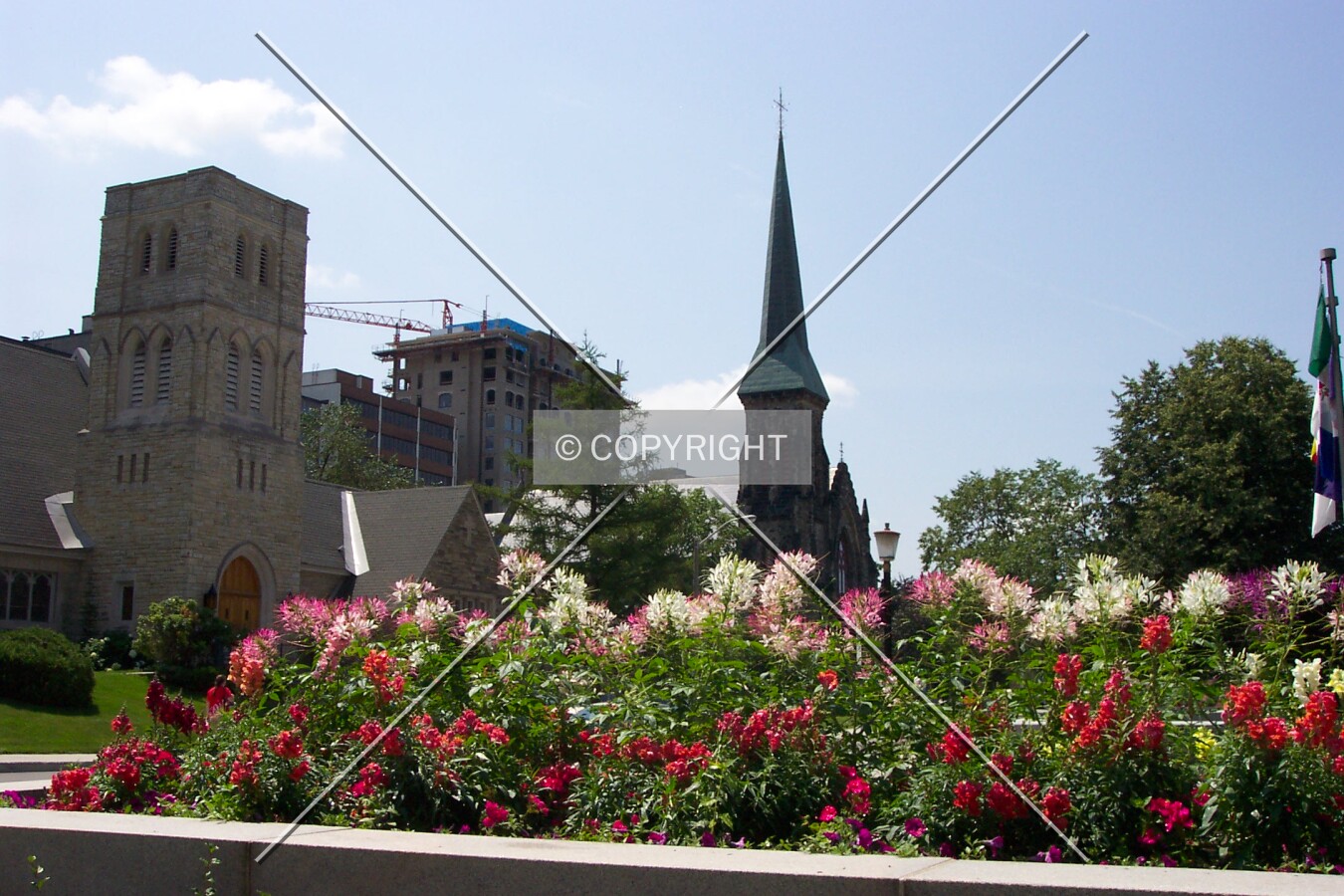 Southwestern view from Bay Street near Confederation Boulevard; a glimpse of how the tower will affect the skyline
