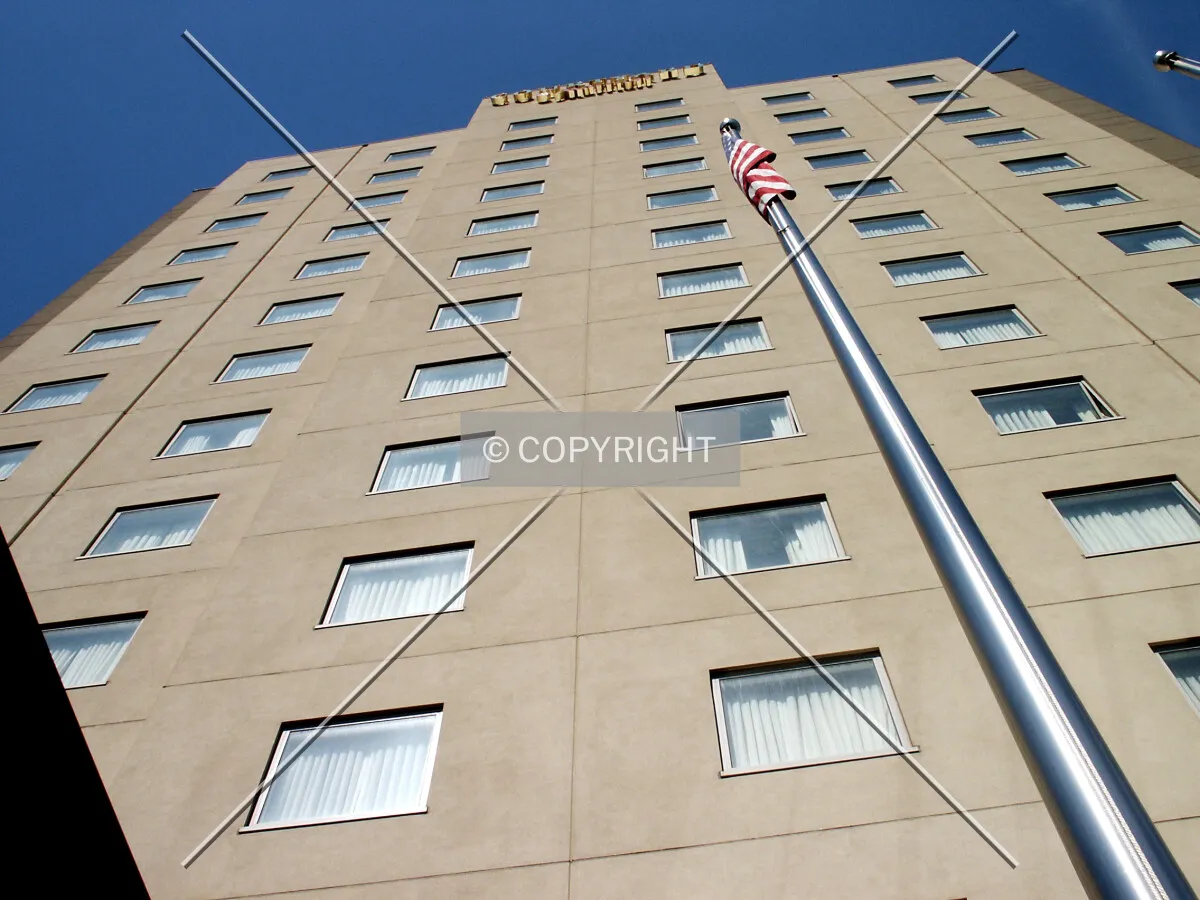 Looking up the east facade