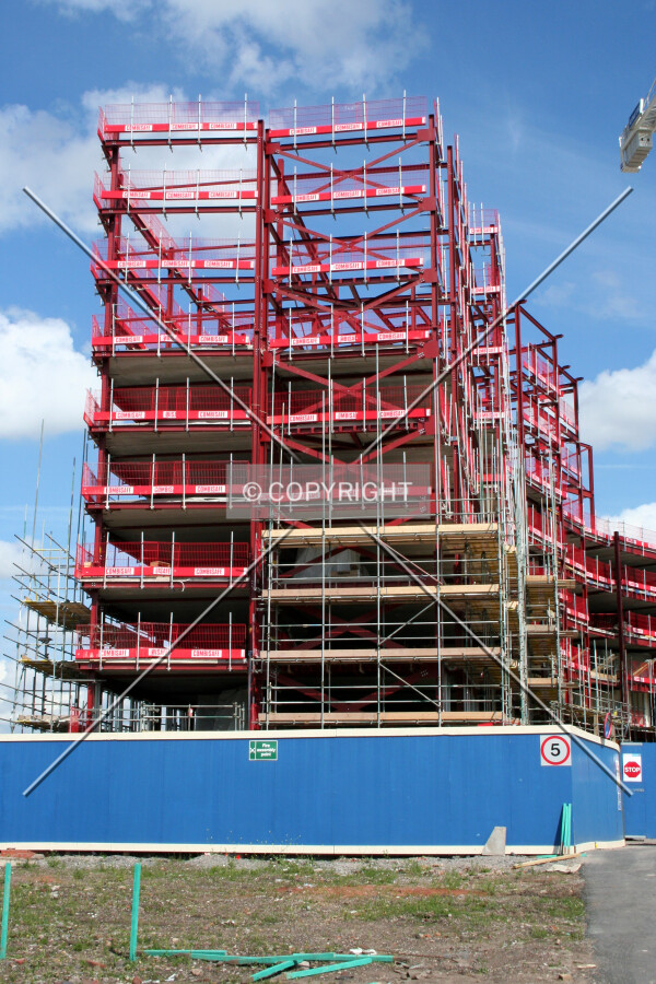 Looking up at the construction progress