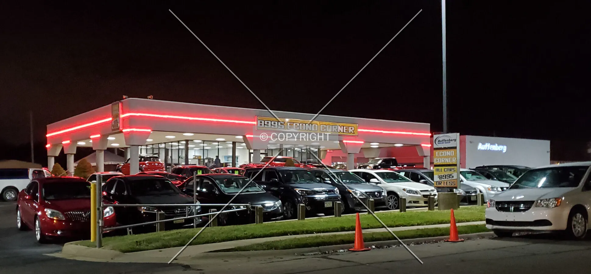 Southeast view at night; November 22, 2019