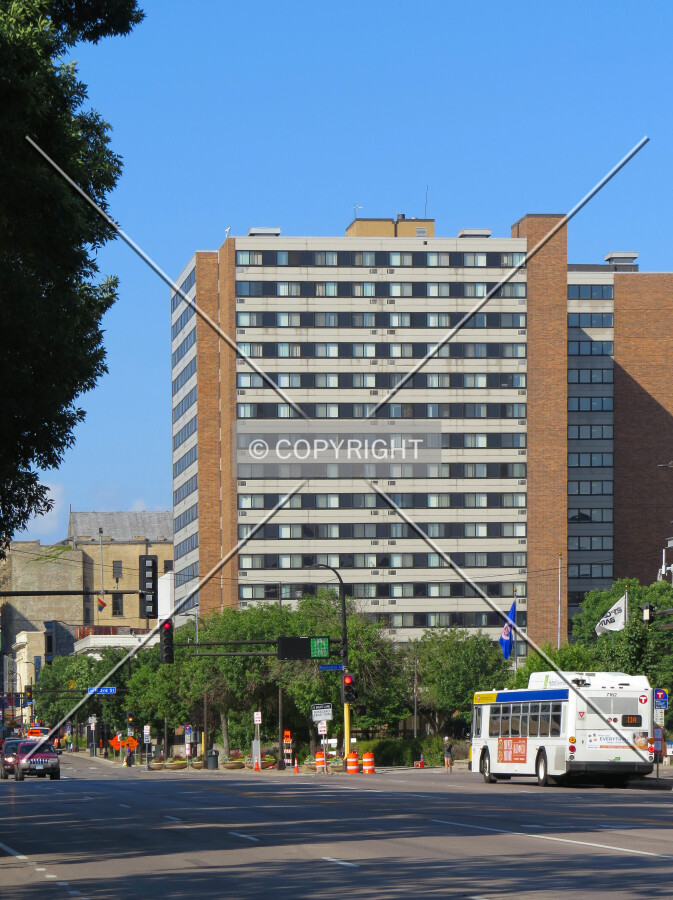 View to the southwest along Hennepin Avenue from Gateway Park