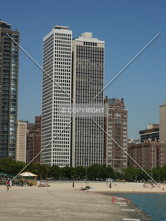 Looking across Oak Street Beach from the southeast