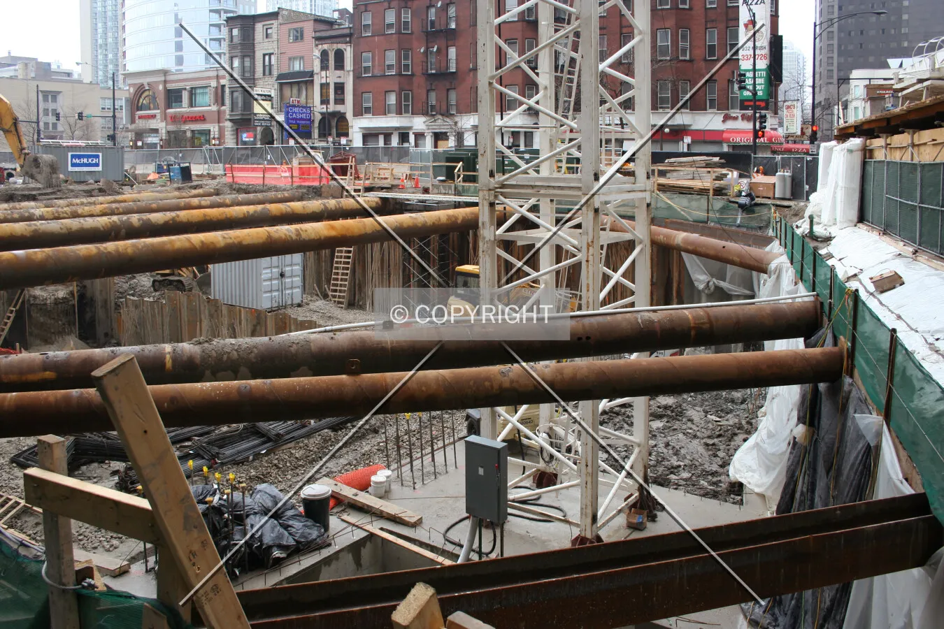 Looking across the raker beams from the southeast