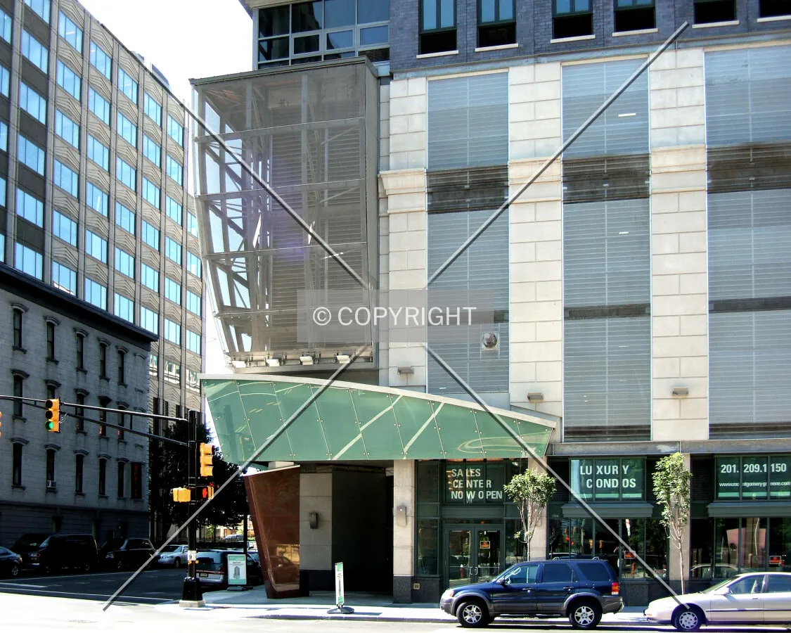 Entrance at Greene and Montgomery Streets from the northwest
