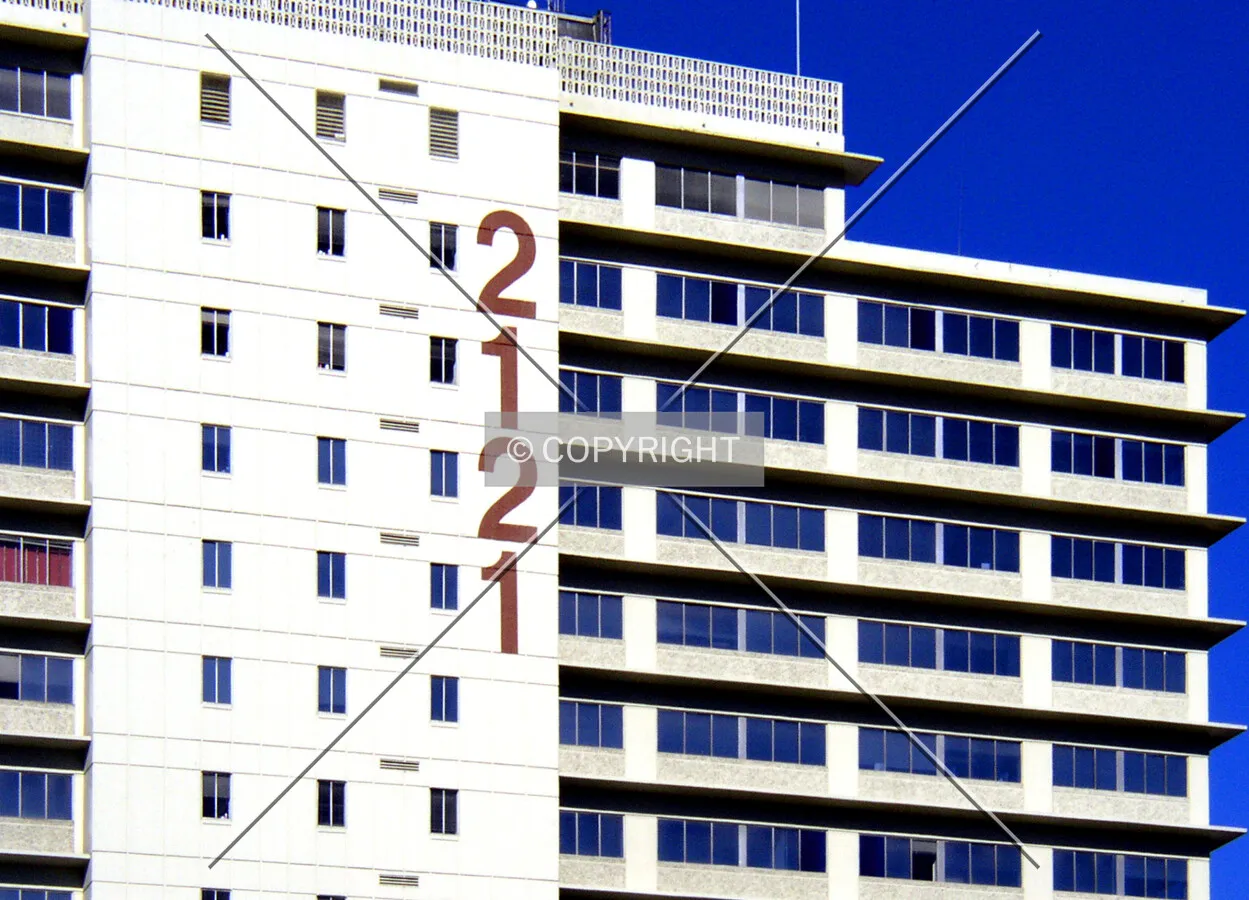 Detail of the signage and facade on the southern side