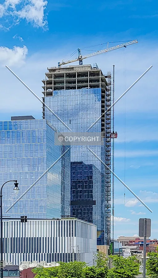 From the southwest during construction; June 5, 2021