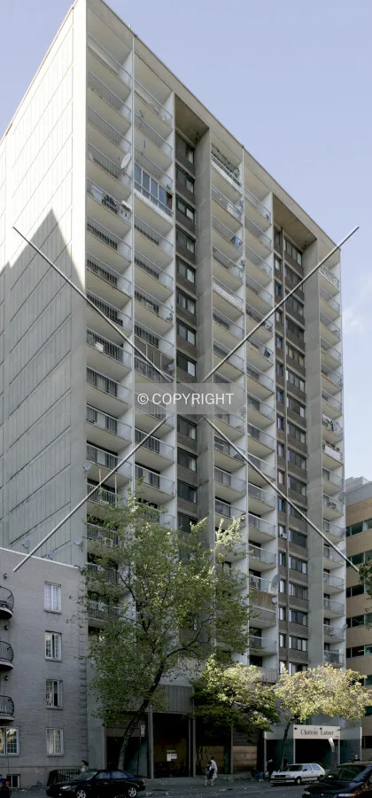 Eastern elevation viewed from across Boulevard de Maisonneuve Ouest