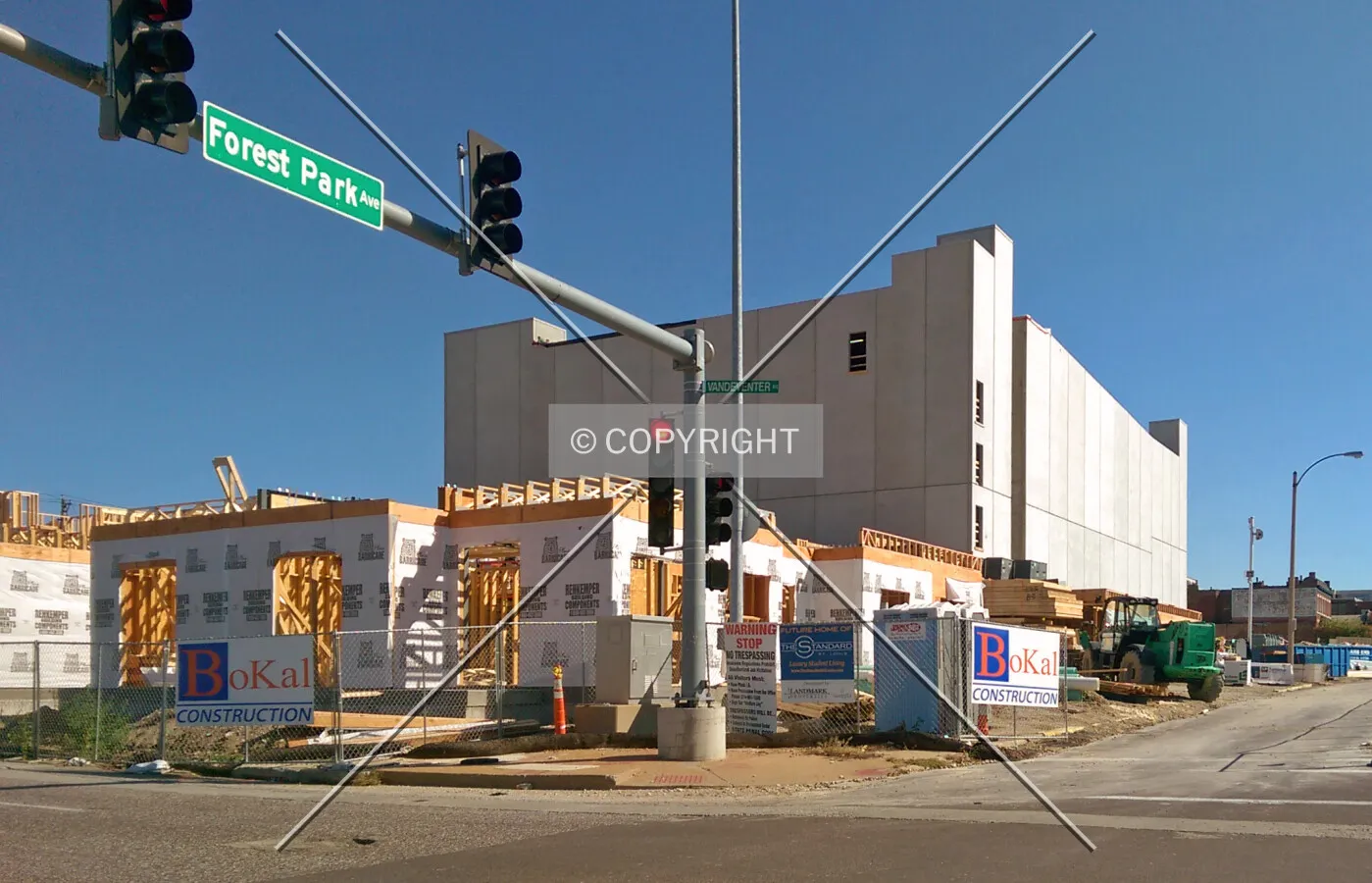 View from the southwest during construction; October 17, 2014