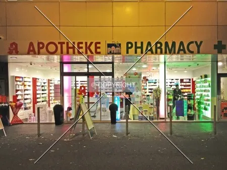 A pharmacy shop at night