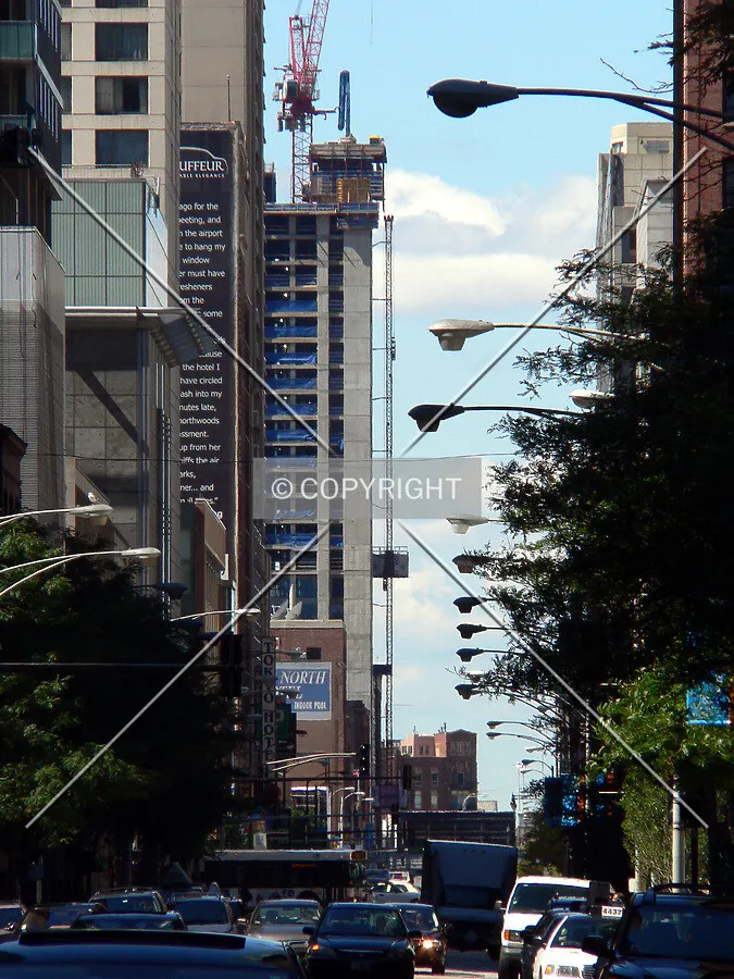 View to the west down Ohio Street from McClurg Court