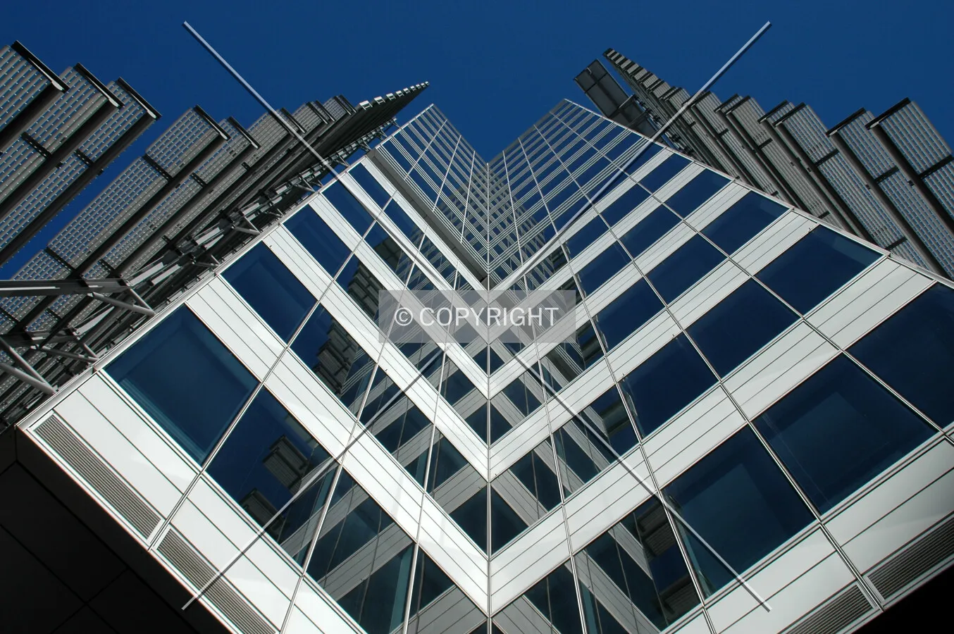 Looking up the northeast corner