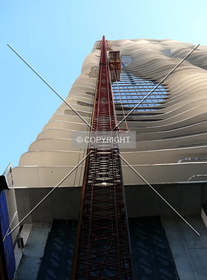 View up the northern face along the exterior skip