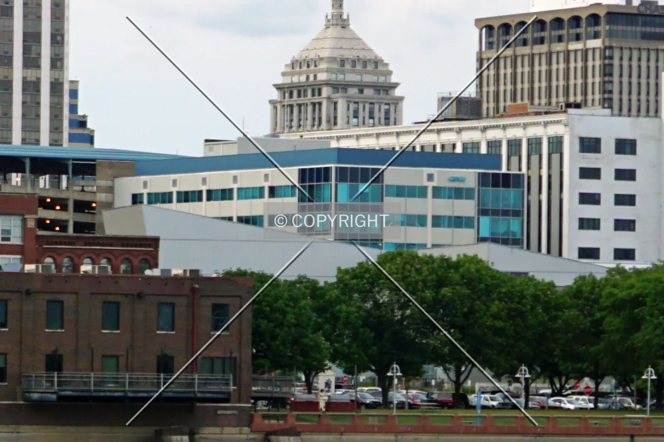 Distant view from the East Peoria riverfront; August 5, 2017