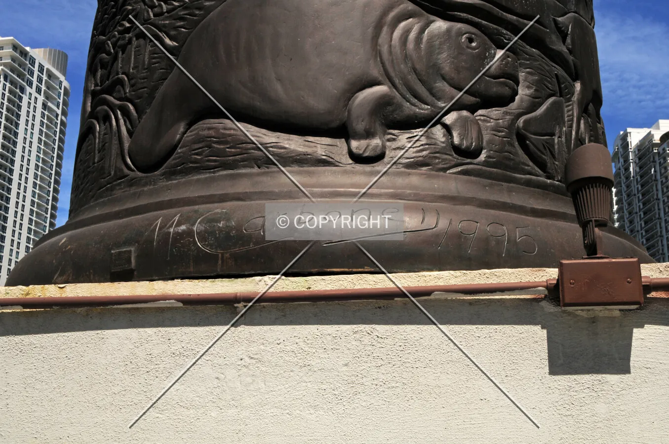 Signature of the artist that designed the 53-foot bronze monument called, "The Tequesta Family"