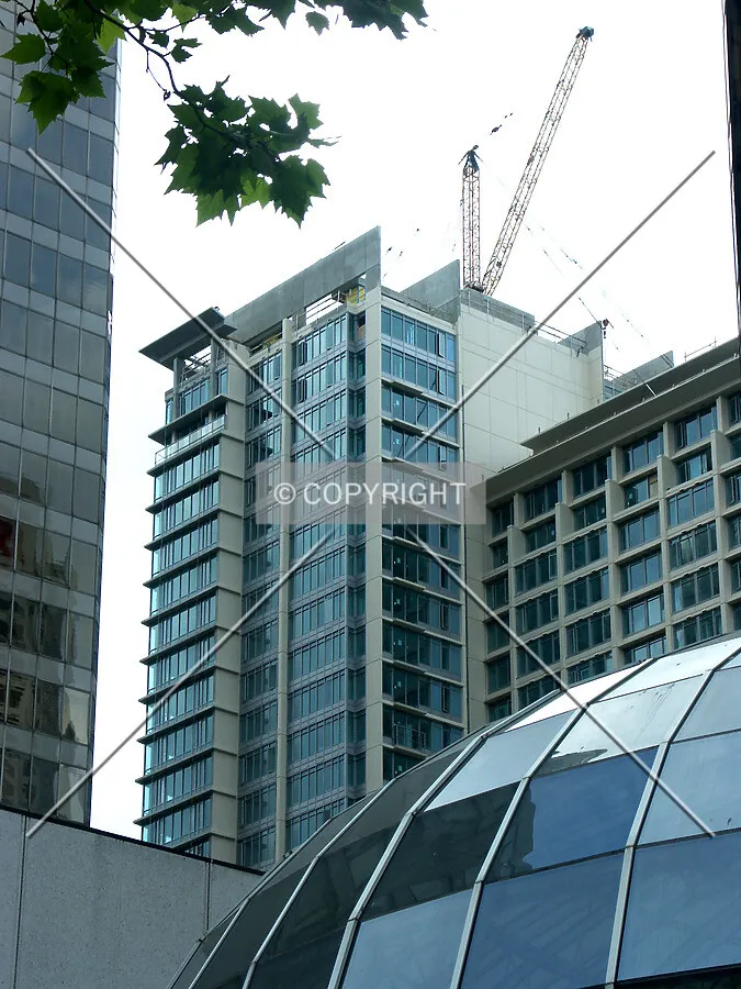 View northeast of crane removing the working crane