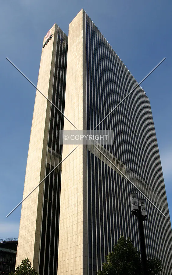 Looking up from street level