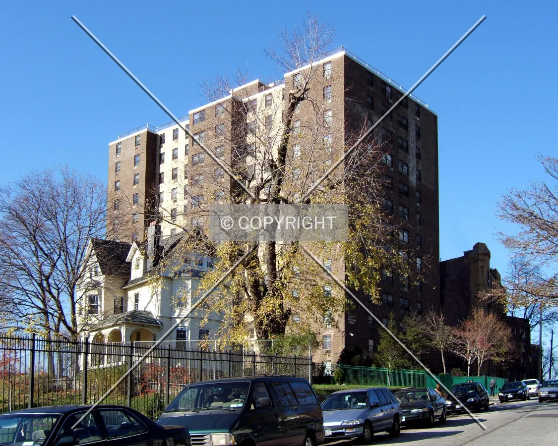 View from the southeast along Highland Avenue
