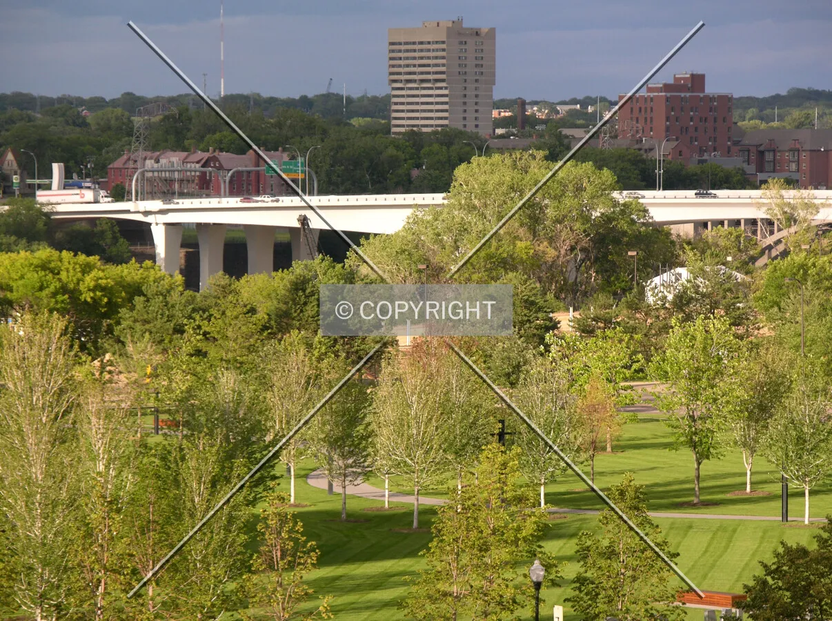 View to the northeast over Gold Medal Park from the 5th floor of the aloft Minneapolis