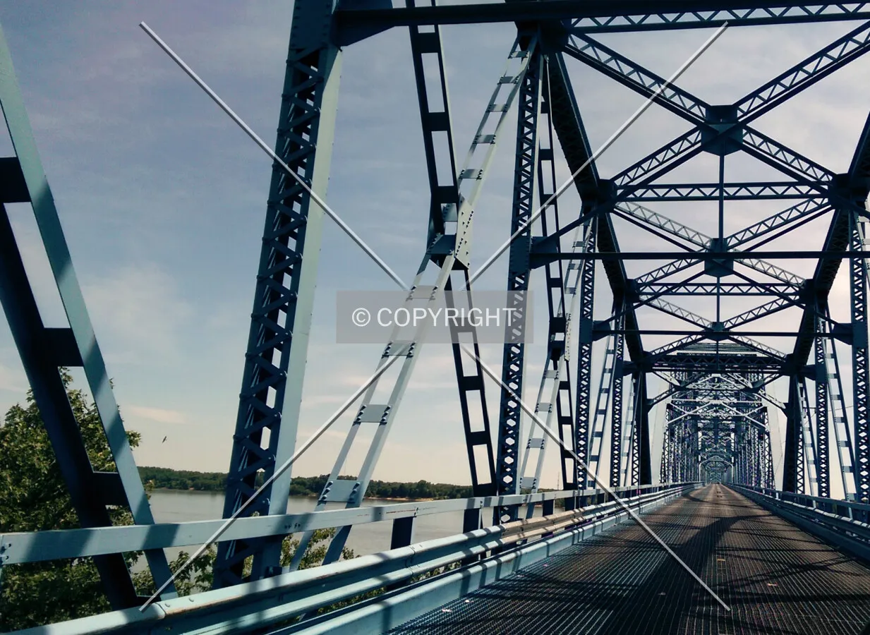 View south along the bridge; July 5, 2014