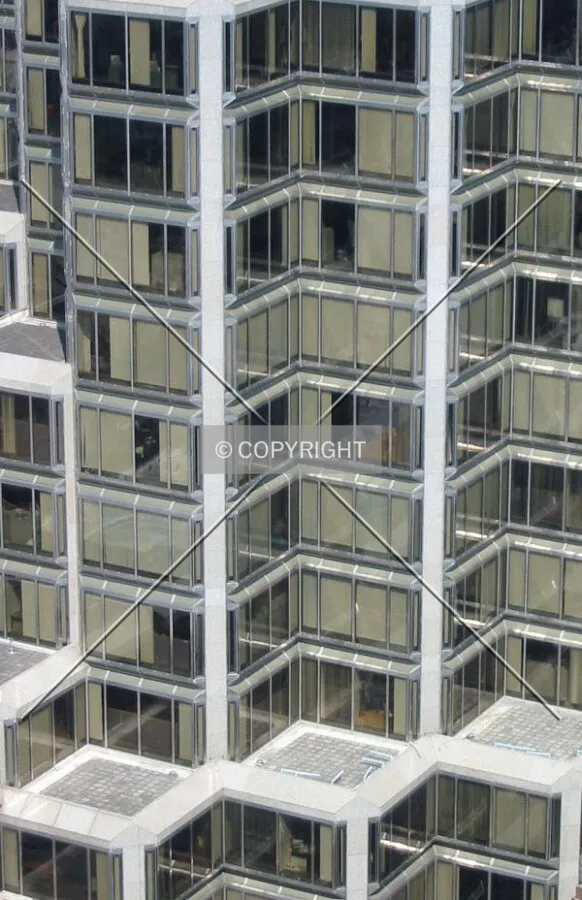 Detailed view of the cascading facade