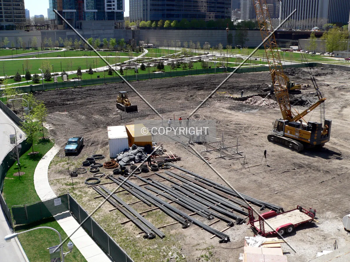 Rebar on site for the creation of caisson cages