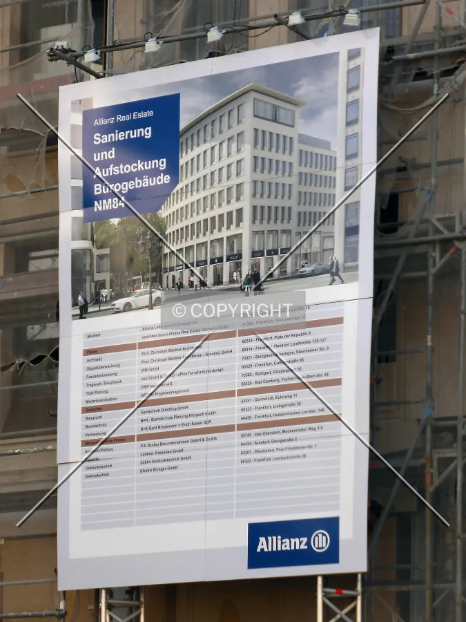 Construction sign listing the involved companies