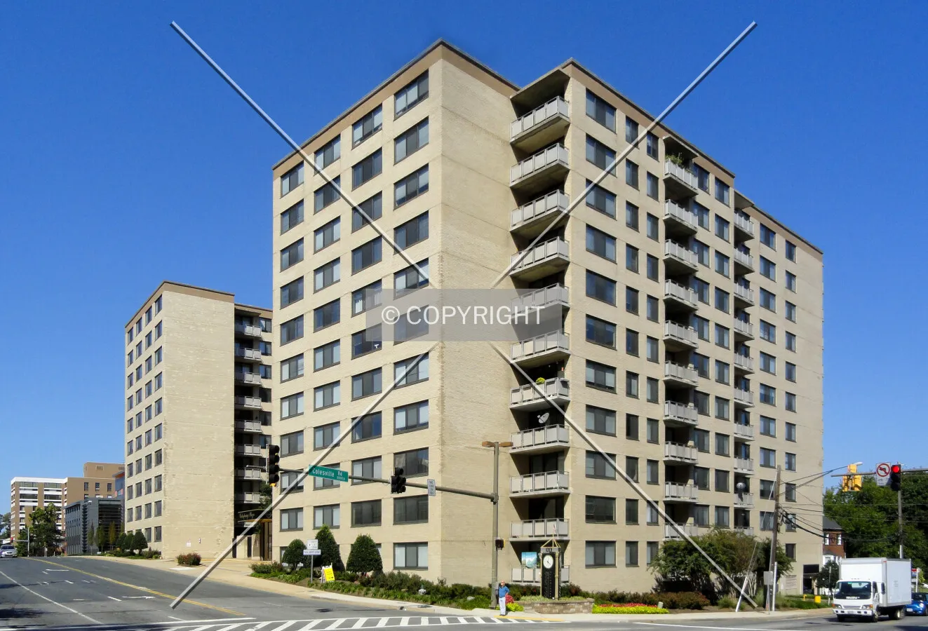 From across Colesville Road to the southeast