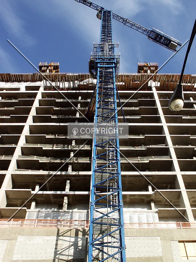 Looking up the west side and the tower crane