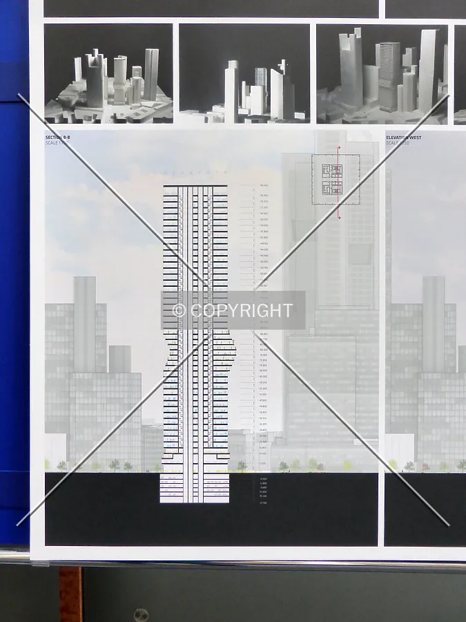 Diagram of the proposed tower; as seen in an exhibition of the planning department