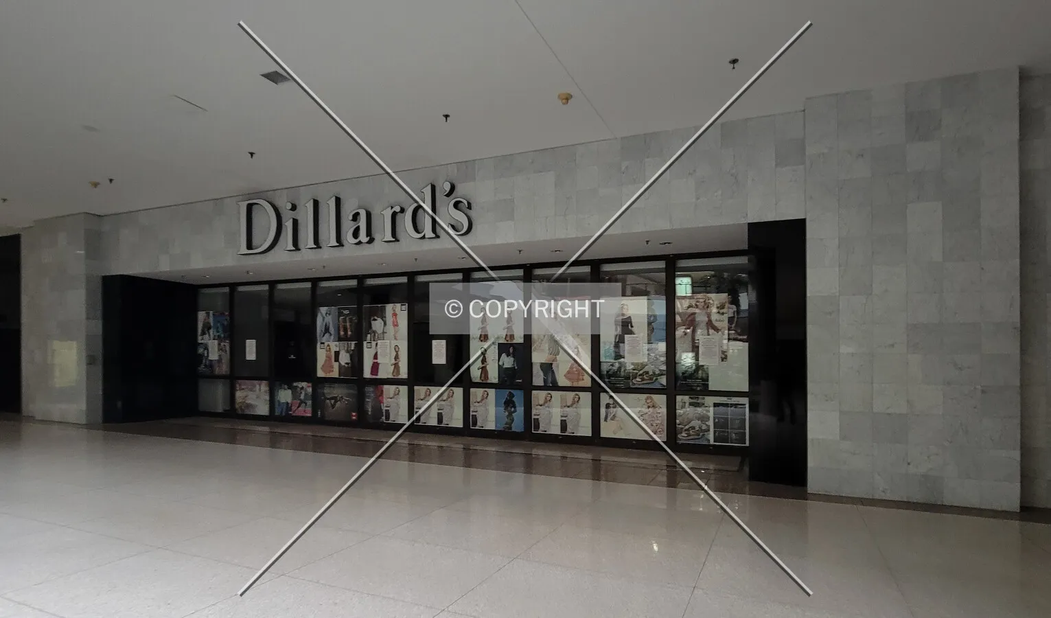 Former first floor entrance to Dillard's; October 28, 2023
