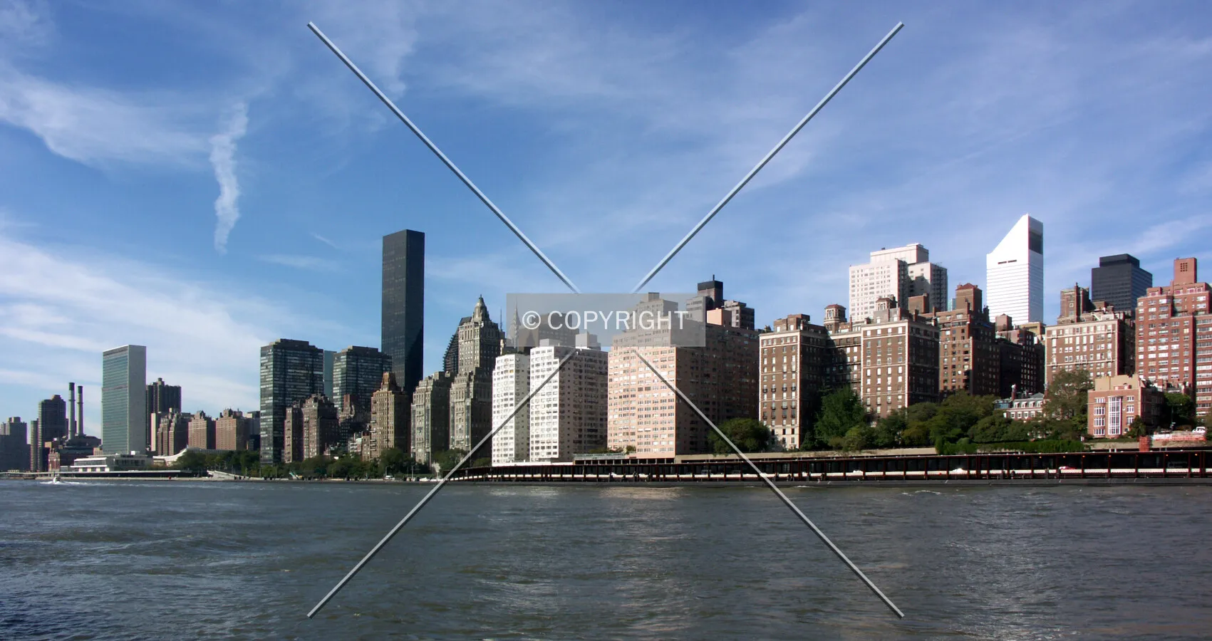 Looking down the East River from Roosevelt Island