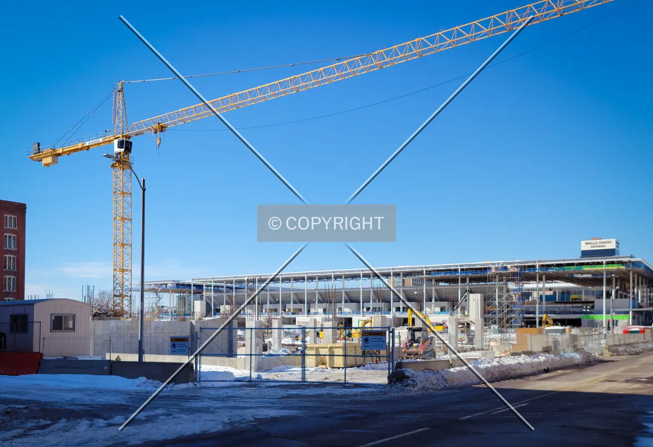 From the northeast during construction