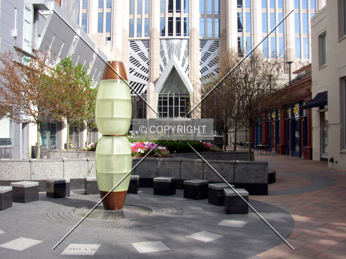 Looking west across the Hearst Plaza from North Tryon Street