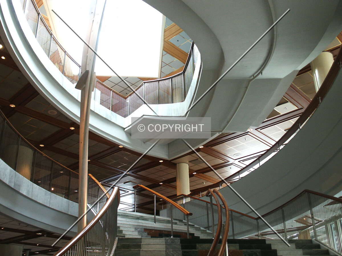 Looking up the lobby staircase
