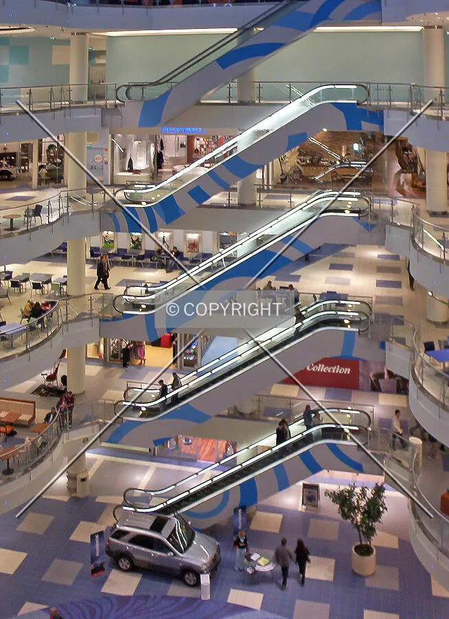 The escalators in the main atrium