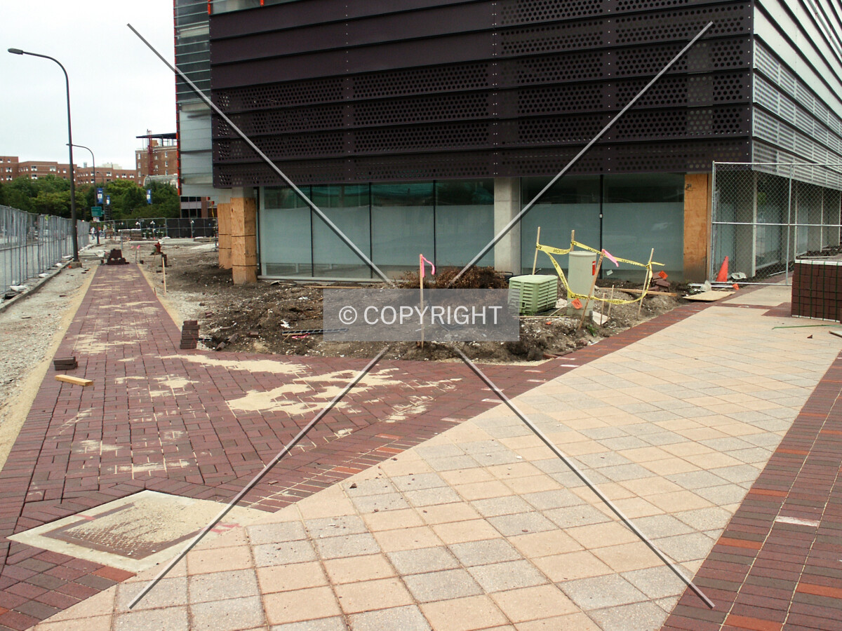 Triangular plaza at the north end