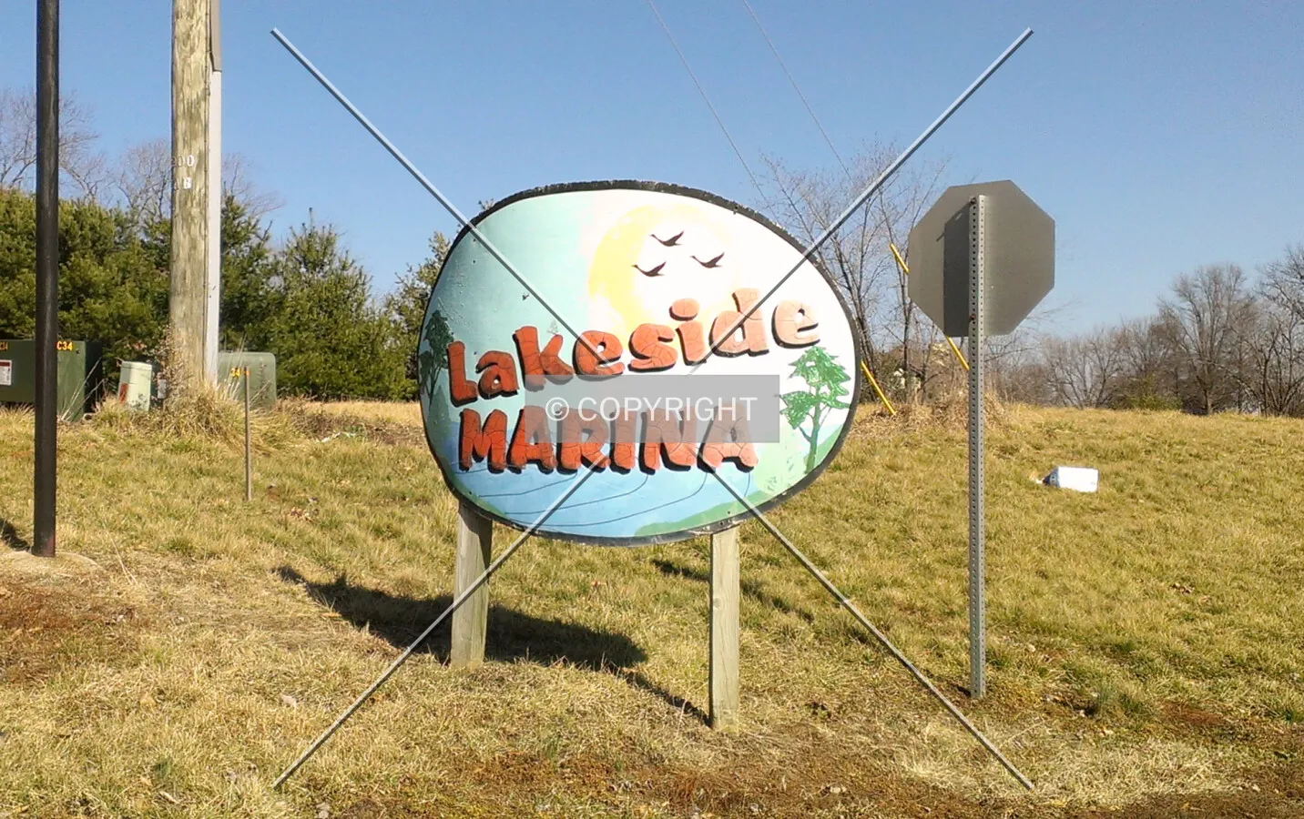 Lakeside Marina sign from the southwest