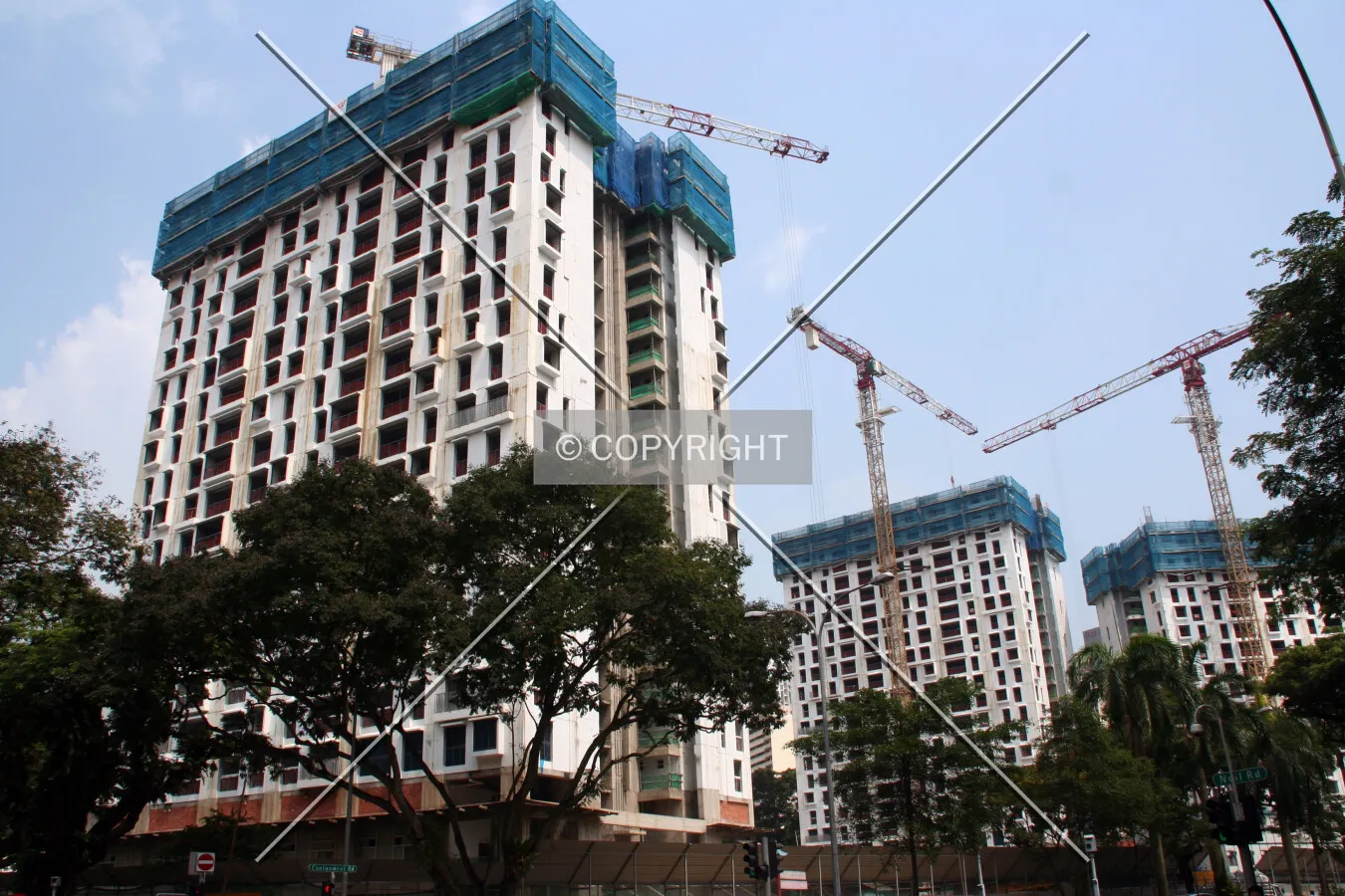 North view of the complex during construction