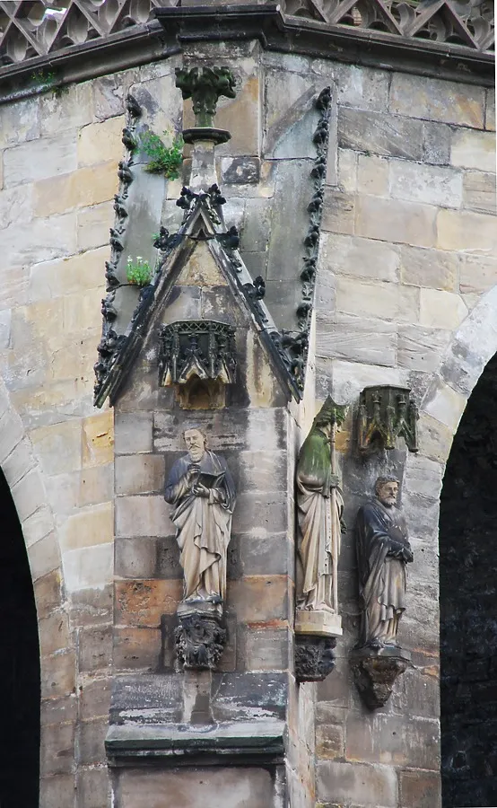 Three statues at northeast corner