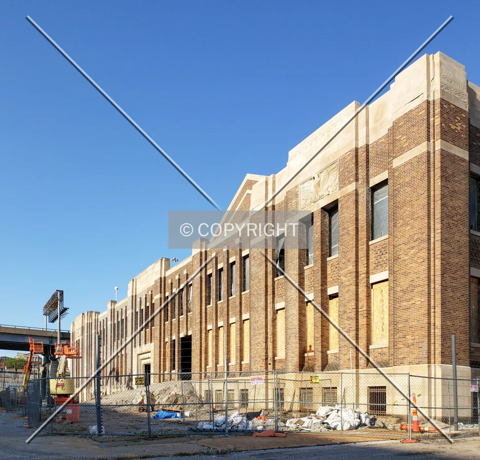 View from the southwest during renovation; May 5, 2019