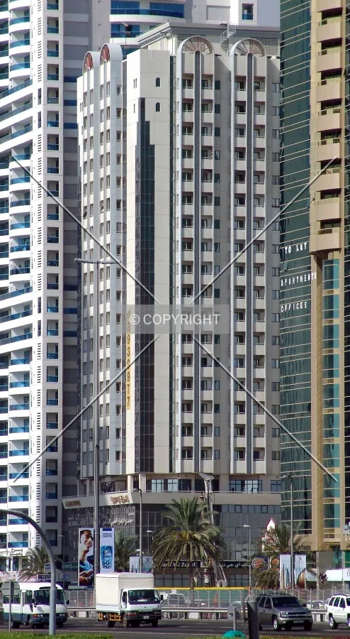 View from the northeast along with neighboring buildings at Sheikh Zayed Road