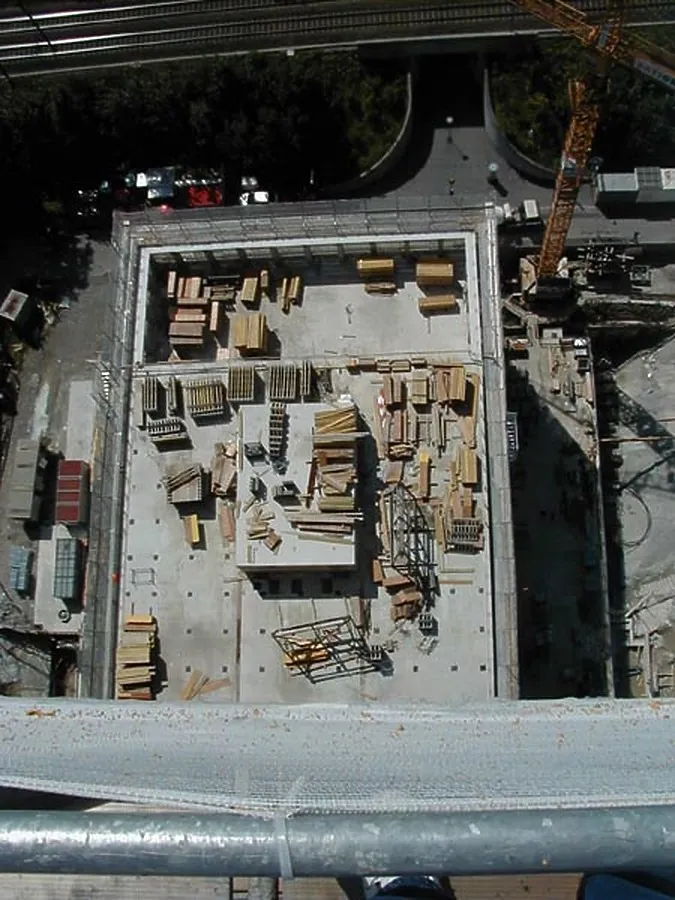View down from ontop of the roof