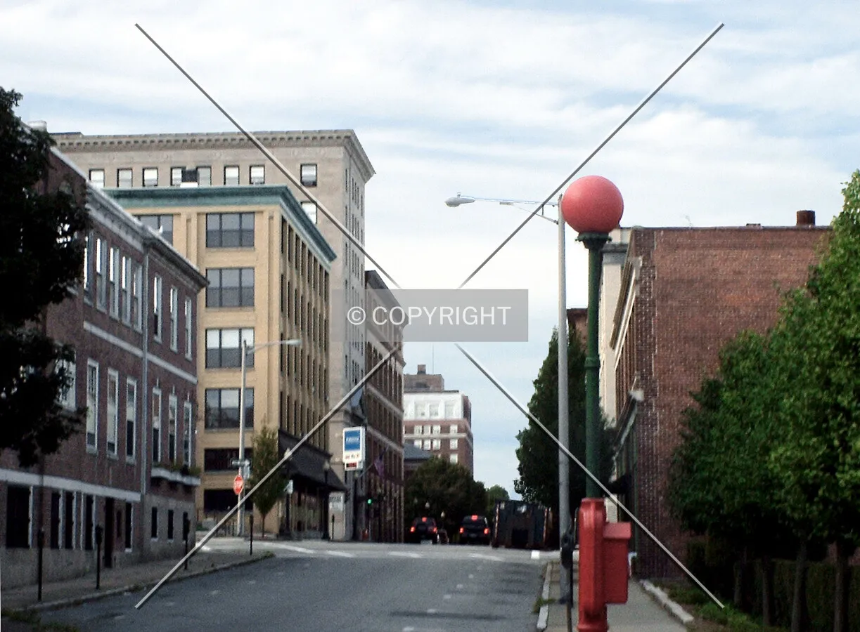 View from the southeast along Pleasant Street