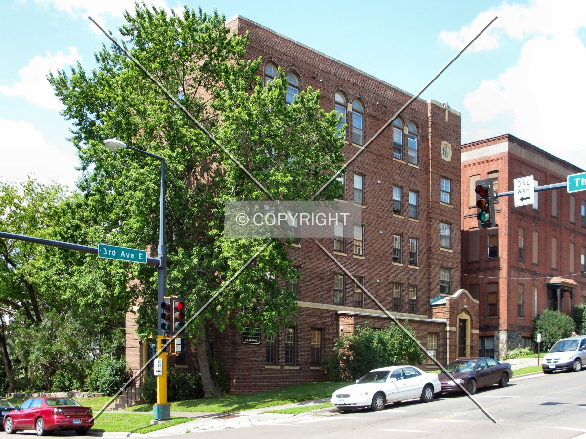 View to the west across East 3rd Street/North 3rd Avenue East