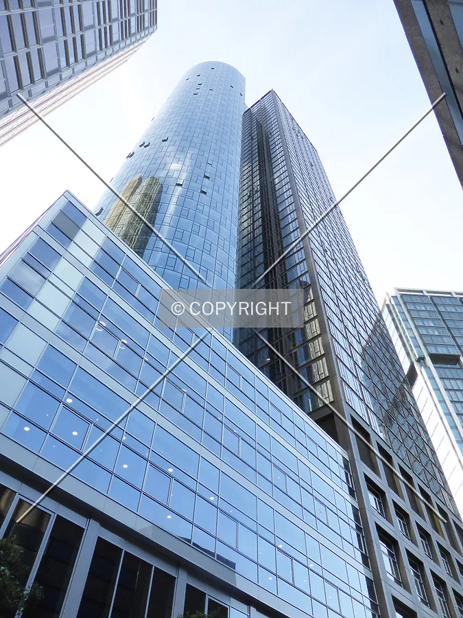 Awesome view of MAIN TOWER showing how the round and square sections form the skyscraper