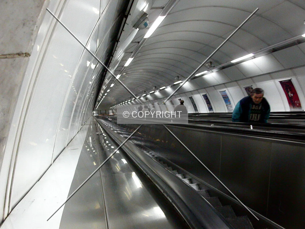 Long escalators take you to the subway