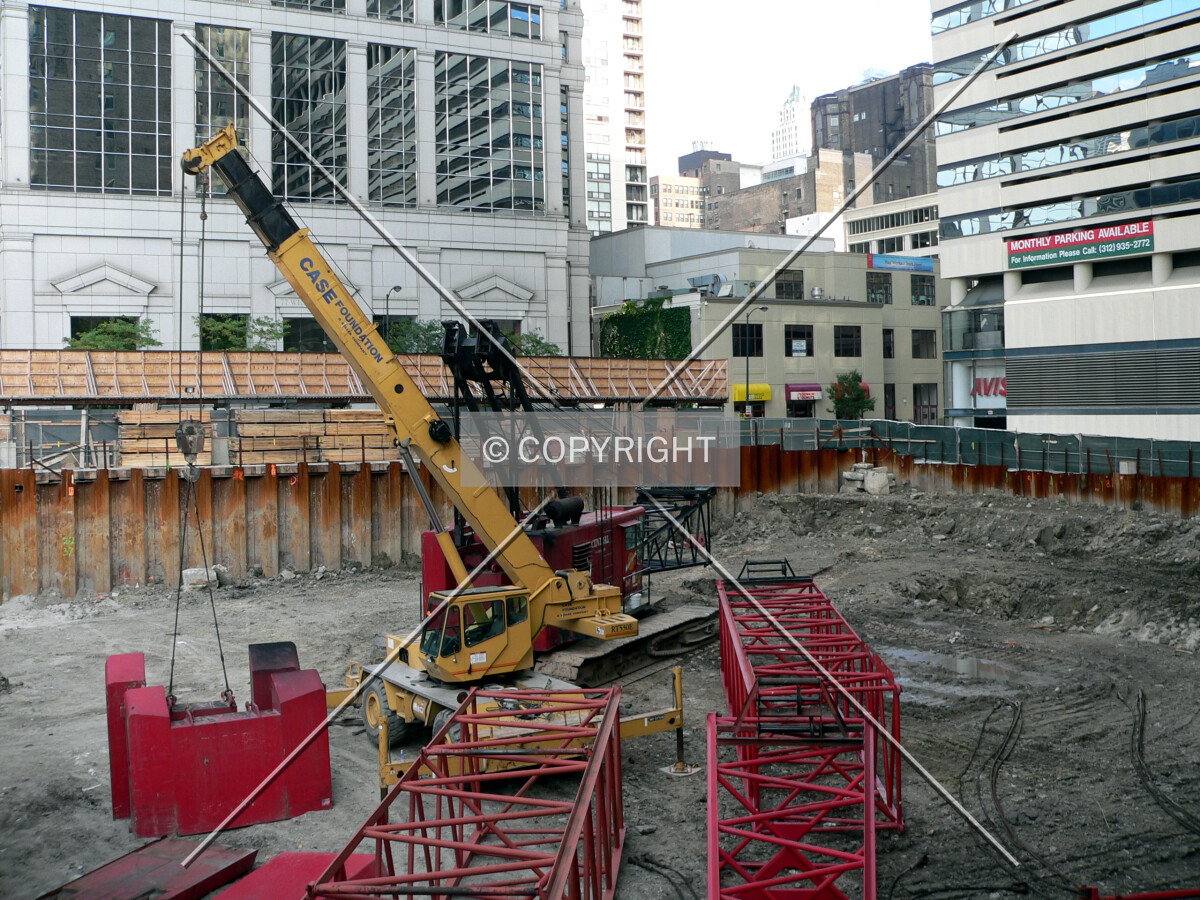 View to the southeast as a service crane is taken down