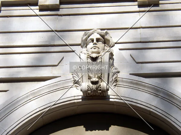 Detail of the sculpture above the main entrance off Broad Street
