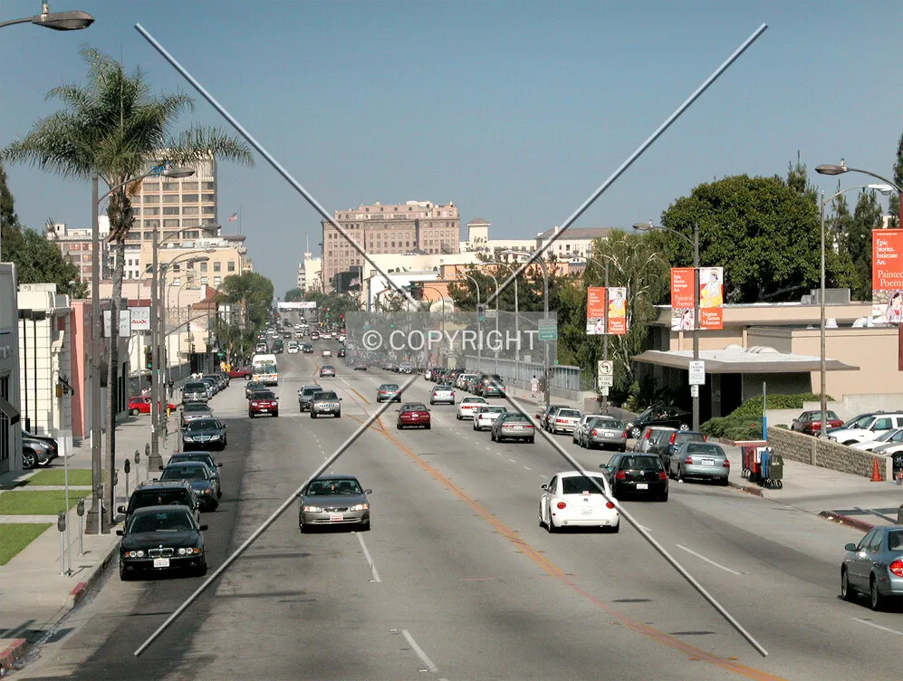 Looking east on the Rose Parade route